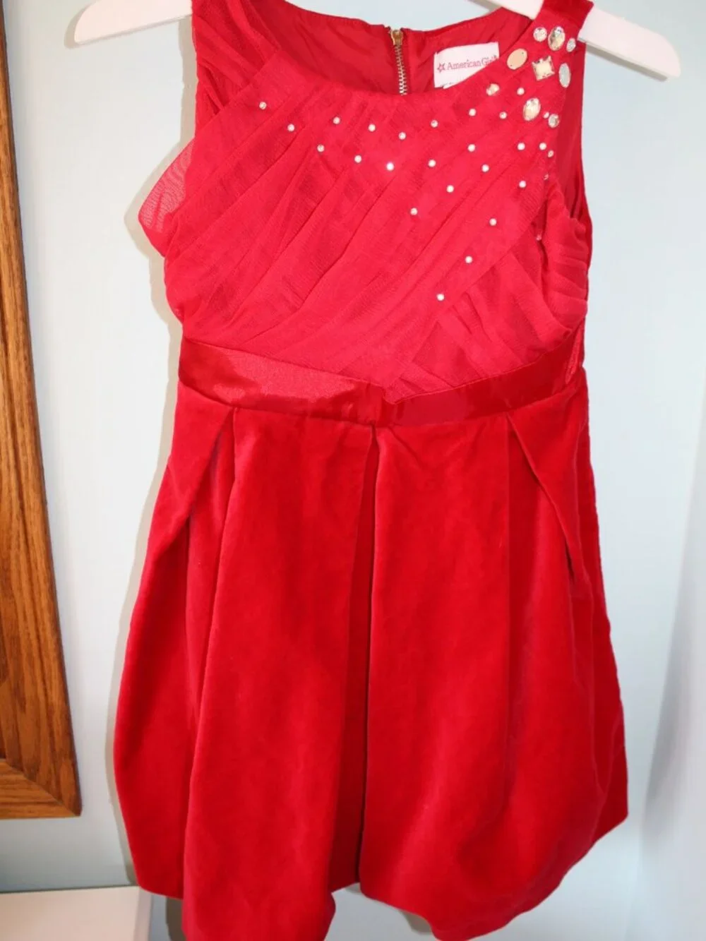 AMERICAN GIRL Size 7 TIS THE SEASON Red Velvet Sparkle Holiday Christmas Dress